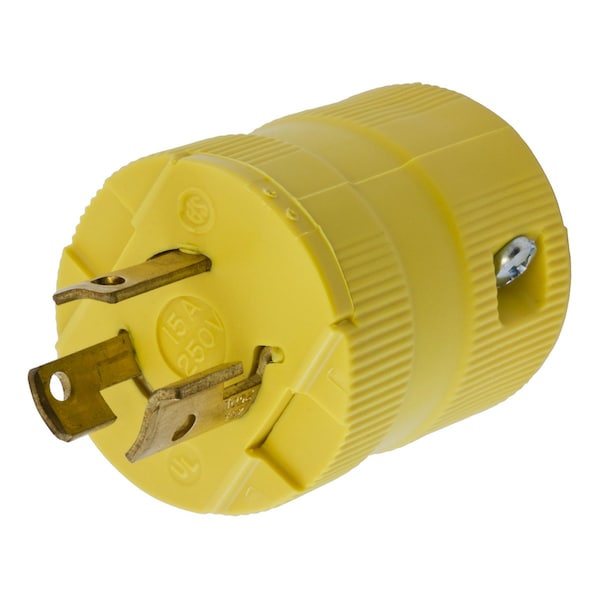 Hubbell Wiring Device-Kellems Locking Plug, L6-15P, 15 A, 250V AC, Single Phase, 2 Pole, Screw Terminals, Yellow HBL4573VY - main